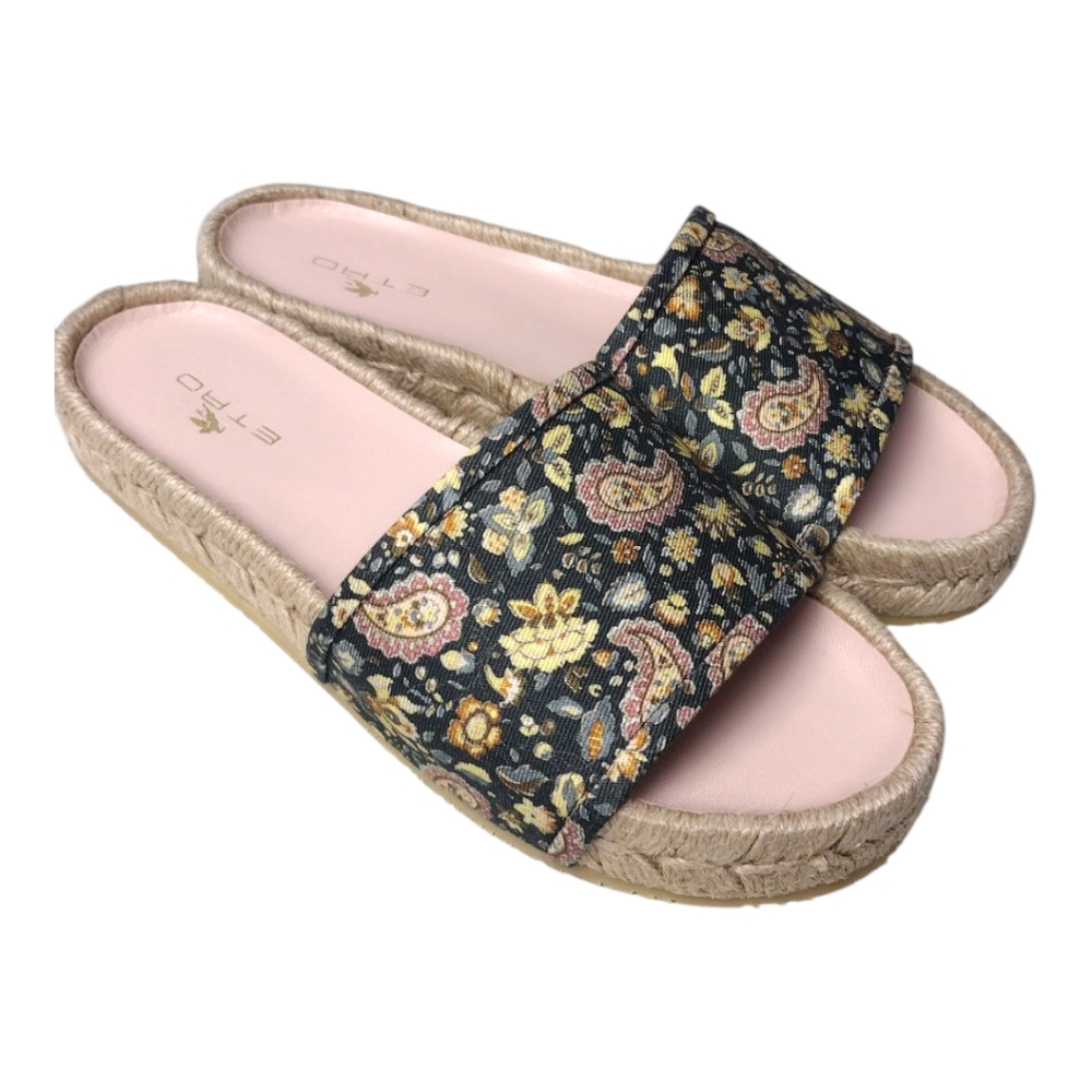 Etro Womens Paisley Floral Print Open Toe Slide On Espadrille Sandals Sz 35